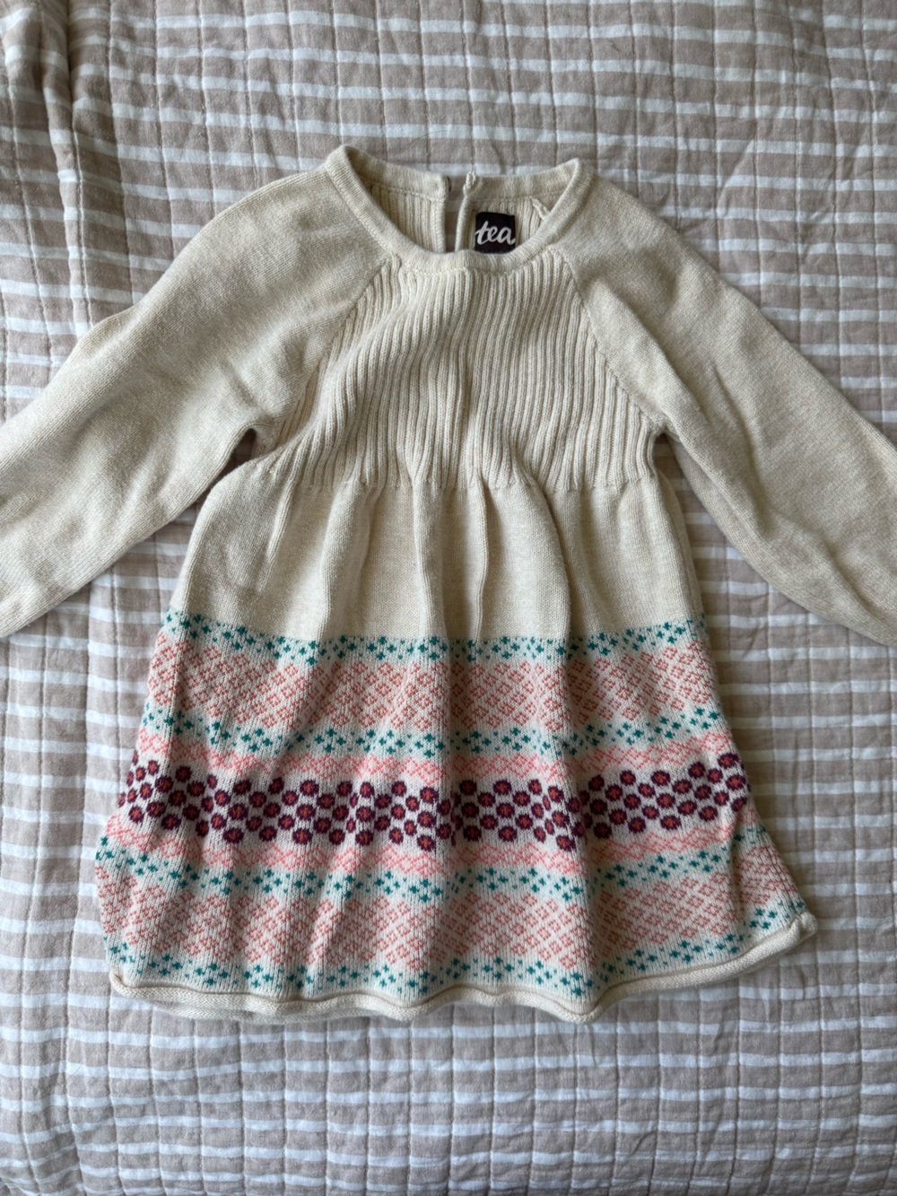 Tea Collection Cream Fair Isle Sweater Dress